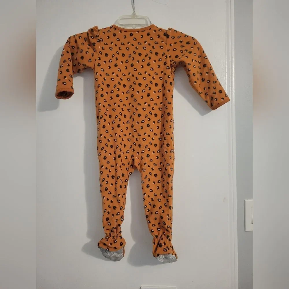 Just One You by Carter's Toddler Girls 2T Orange Cheetah Footie Pajamas